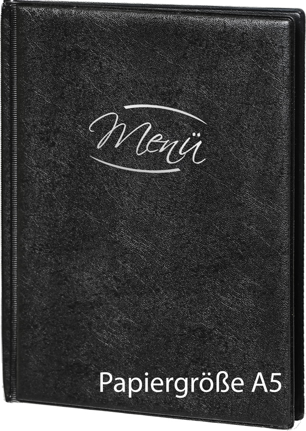 Menükarte Menu Papier A5-Schwarz mit 8 Hüllen